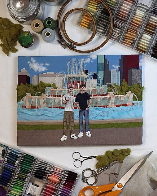 Obrazy - Vyšívaný obraz na objednávku - Chicago - 17405988_