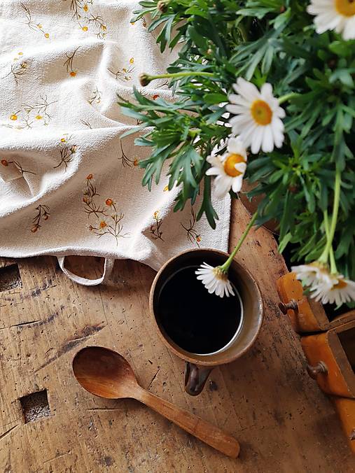 Úžitkový textil - Ľanová utierka kamilky - 17411372_
