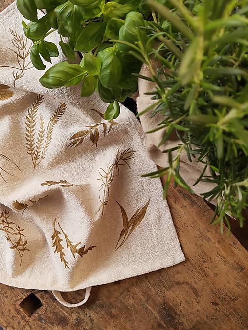 Úžitkový textil - Ľanová utierka bylinky - 17411394_