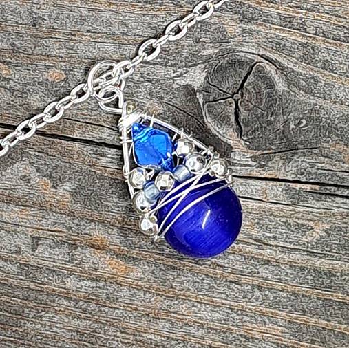 Náhrdelníky - Náhrdelník BLUE EYE & SILVER - 17409417_