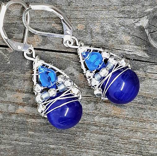 Náušnice - Náušnice BLUE EYE & SILVER - 17409446_