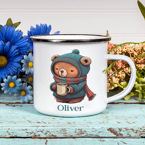 Nádoby - MACKO 2 smaltovaný hrnček s ľubovoľným menom - 17410438_