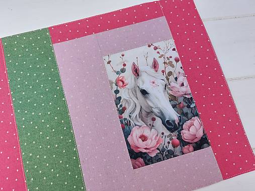 Papiernictvo - Obal na knihu Kůň PATCHWORK - nastavitelný /LNĚNÝ/ - 17409690_