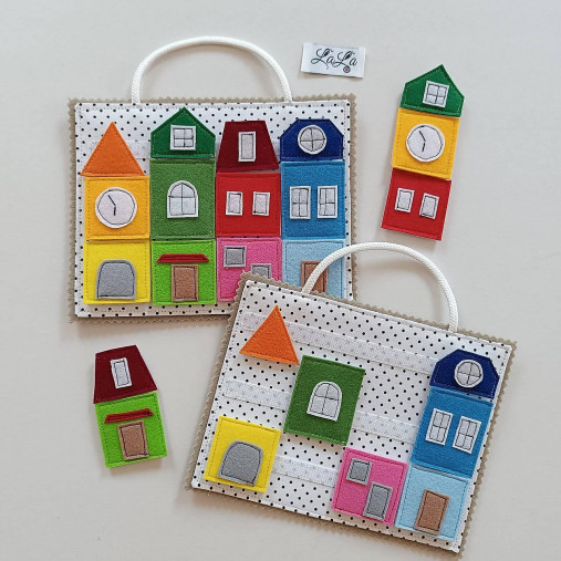 Hračky - Domčeky - quiet book karta (1. viac odtieňov) - 17413772_