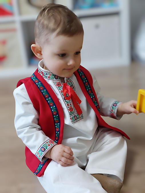 Detské oblečenie - Kroj pre chlapčeka  (Kroj komplet s modrou vestičkou veľkosť 92) - 17414339_