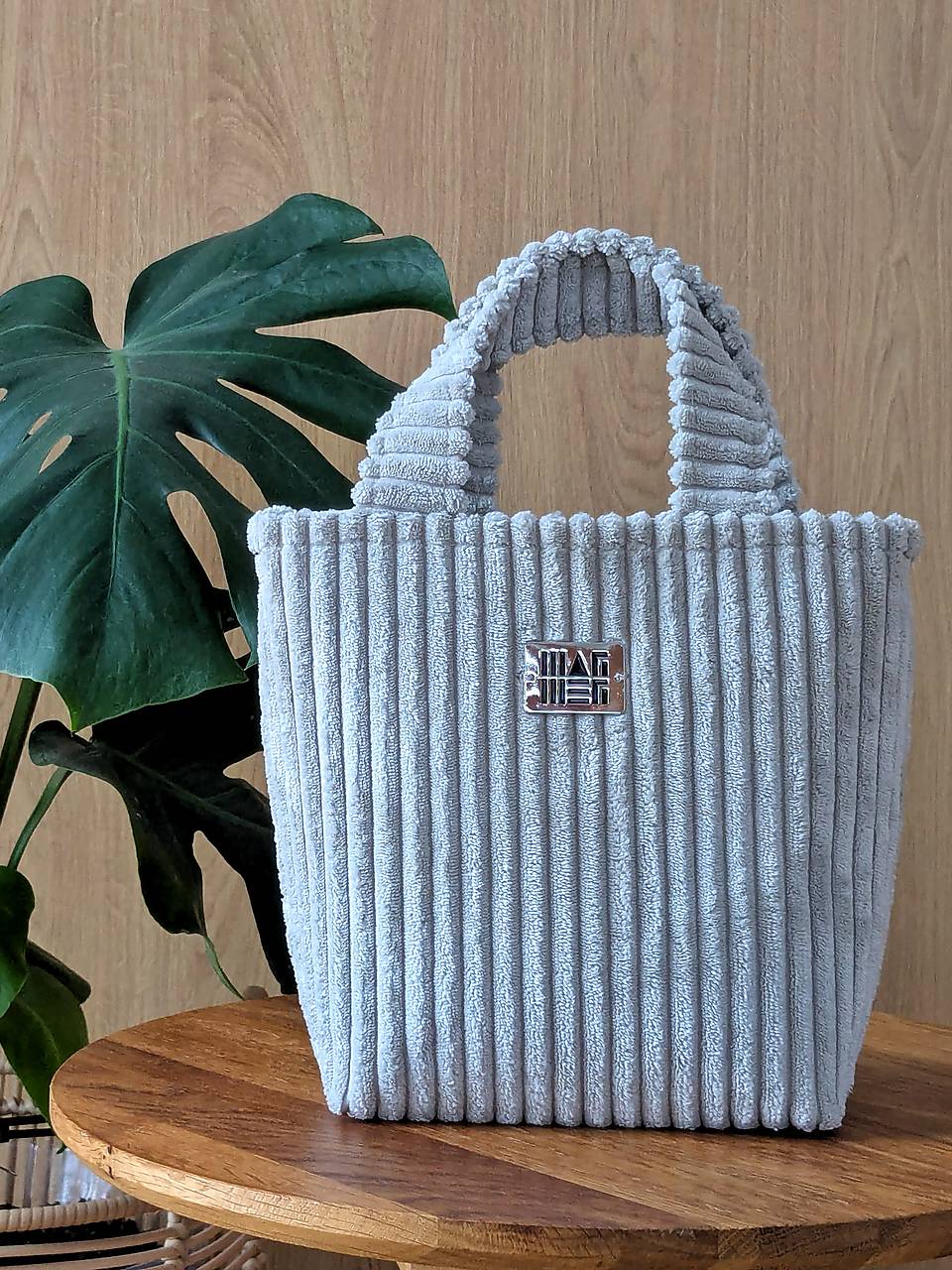 Menčestrová kabelka  L I N A - šedo-béžová