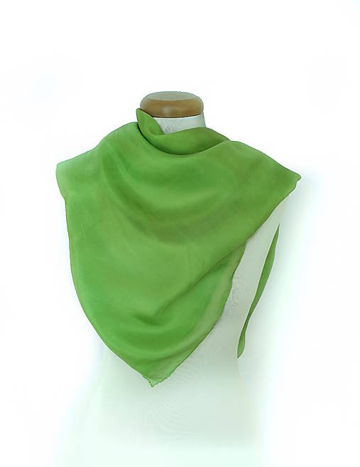Šatky - "spring green"  hodvábná šatka  90x90 cm skladom - 17413445_