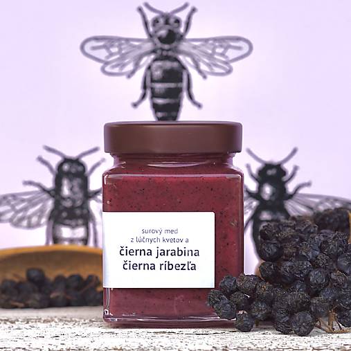 Včelie produkty - med s čiernou jarabinou a čiernou ríbezľou - 17416648_