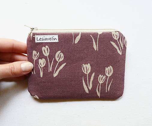 Peňaženky - Peňaženka/dokladovka - Tulipány na fialovej - 17416541_