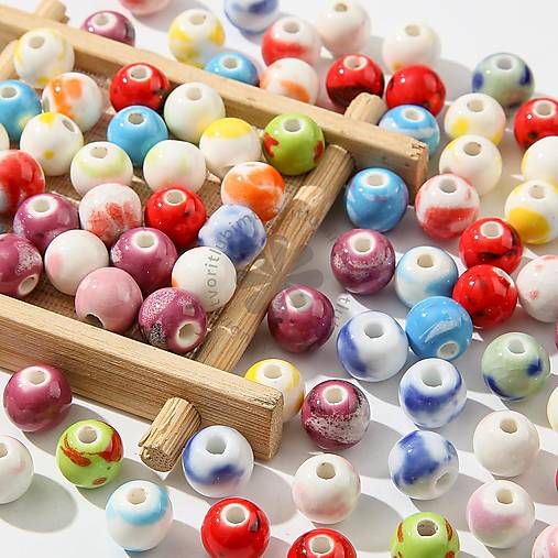 Korálky - (5303) Porcelánové korálky, 8 mm - 10 g (cca 20 ks) - 17415518_