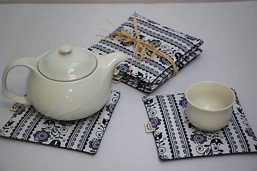 Úžitkový textil - Podšálky Modrotisk - 17415964_