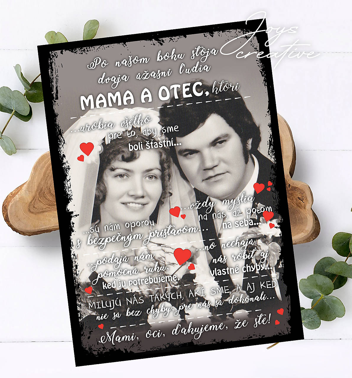 Darček pre rodičov k výročiu sobáša s fotografiou, k narodeninám