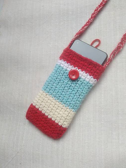 Na mobil - Háčkovaná taštička na mobil (9x17cm) - 17417141_