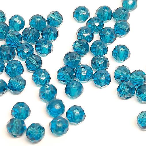 Sklenená rondelka 6x4mm-1ks (modrá pávia)