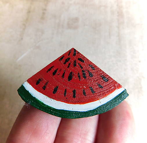 Brošne - drevená brošňa melón / 2 - 17419812_