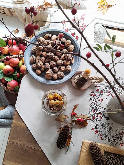 Úžitkový textil - Obrus veniec trávy a šípky (90x90cm) - 17419331_