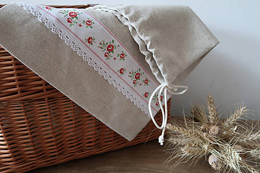 Úžitkový textil - Vrecko na chlebík - ľan - 17418021_