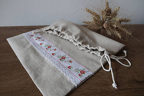 Úžitkový textil - Vrecko na chlebík - ľan - 17418023_