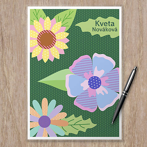 Hračky - Linajková podložka do zošita floral with leaves - 17419891_