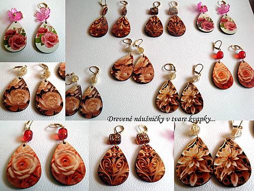 Náušnice - Drevené náušnice v tvare kvapky... - 17420069_