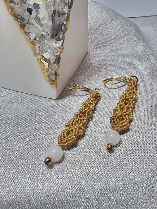 Náušnice - Macramé náušnice s jadeitom - 17420464_