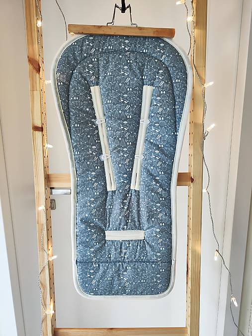 Detský textil - VLNIENKA podložka do kočíka THULE  Urban Glide 100% MERINO TOP SUPER WASH Natural  Zvieratká oceľovo šedé - 17423464_
