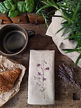 Úžitkový textil - Ľanové prestieranie - lúčne kvety (zvonček rozkonárený) - 17423240_