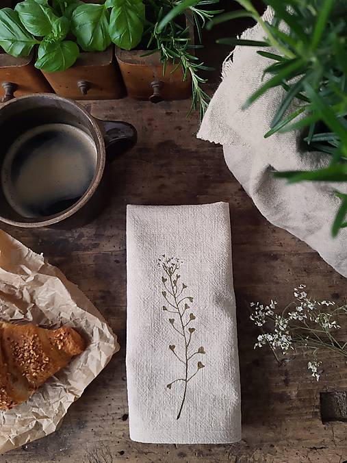 Úžitkový textil - Ľanové prestieranie - lúčne kvety (pastierska kapsička) - 17423206_