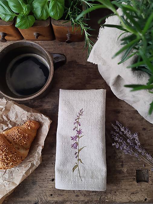 Úžitkový textil - Ľanové prestieranie - lúčne kvety (zvonček jednoduchý) - 17423228_