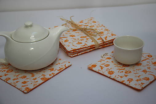 Úžitkový textil - Podšálky Oranžová variace - 17422623_