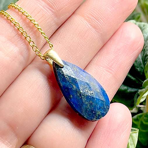 Faceted Lapis Lazuli Pendant AG925 Gold Plated / Strieborný pozlátený prívesok s lazuritom E049