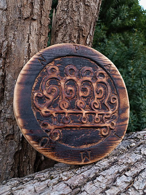 Dekorácie - PAIMON - vyrezávaná pečať - PAIMON wooden sigil - 17428342_