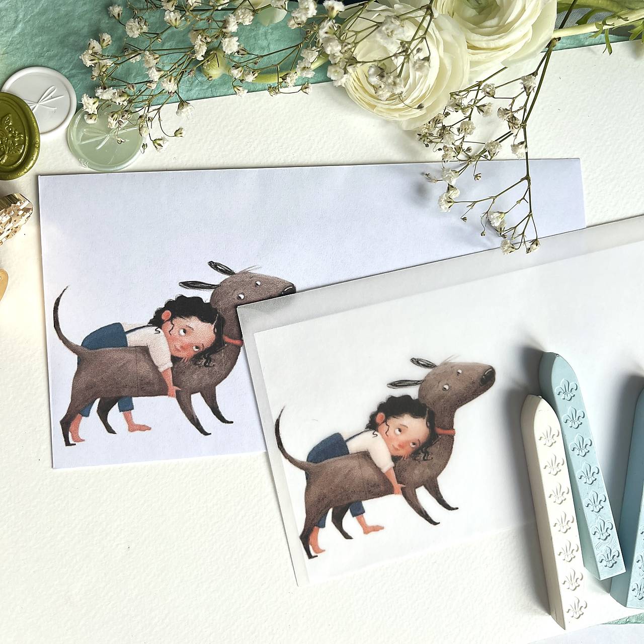 narodeninová/darčeková/gratulačná obálka DL Dievča s psíkom