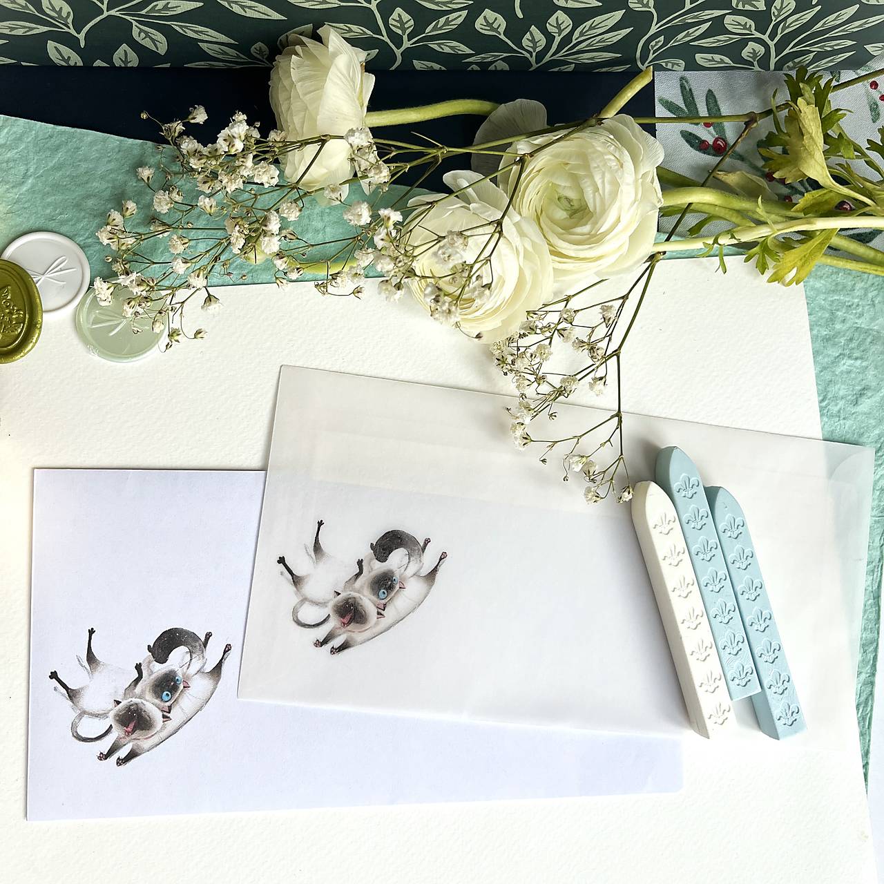 narodeninová/darčeková/gratulačná obálka DL Siamské mačky