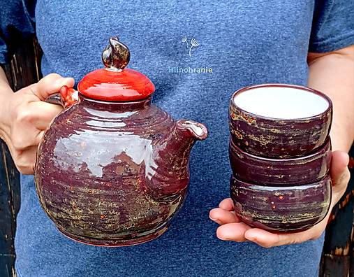 Nádoby - Čajová súprava "Okrové hviezdy" - 17426366_