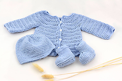 Detské súpravy - Bledomodrý set MERINO (74 (cca 6-9m)) - 17427002_