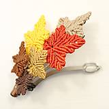 Ozdoby do vlasov - Makramé spona „Javorové listy“ – vlasová ozdoba s javorovým listom - 17428430_
