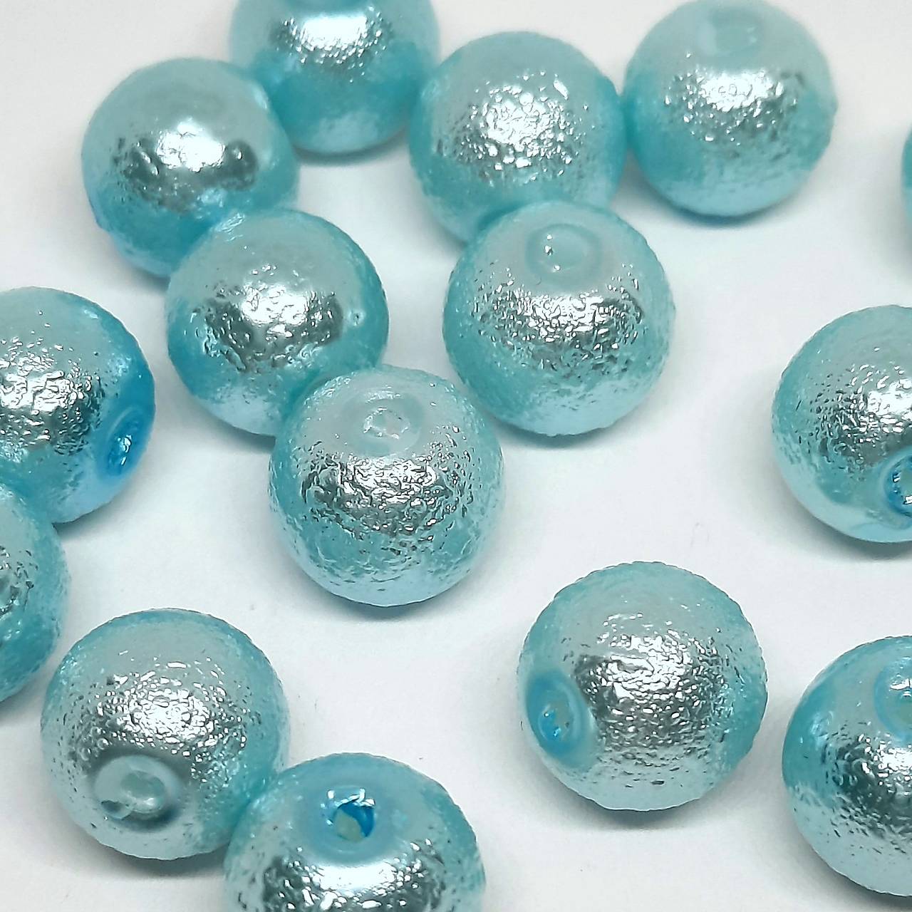 Voskované vrúbkované korálky 10mm-10ks (tyrkys svetlý)