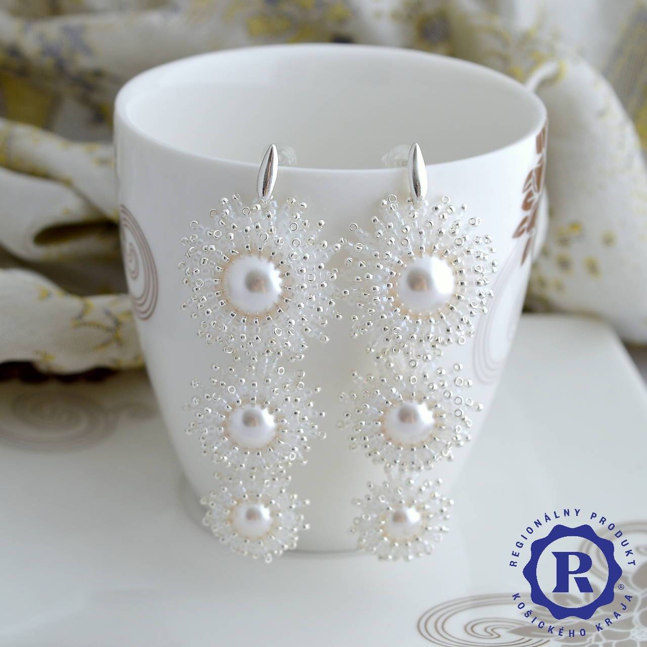 Výrazné svadobné náušnice s perlami (Ag925)