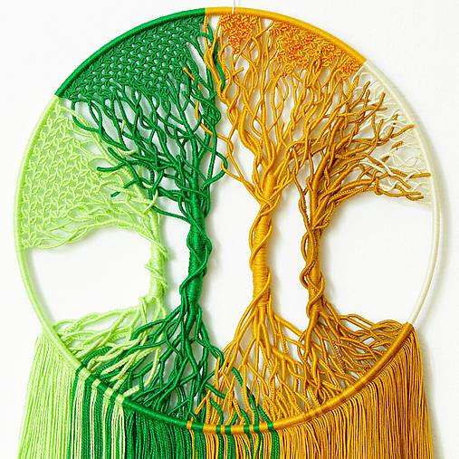 Dekorácie - Makramé dekorácia "Štyri ročné obdobia" - 17429861_