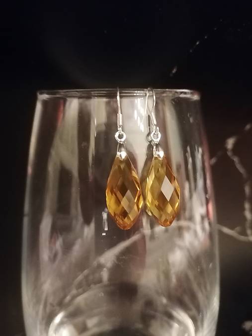 Náušnice - Visiace strieborné náušnice/AG925 jantárové slzy - 17431472_