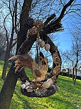 Dekorácie - Jarná dekorácia z brezového prútia s kohútikom - 17433864_