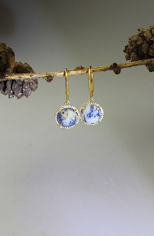 Náušnice - opálové náušnice - patenty pozlátené striebro - 17434233_