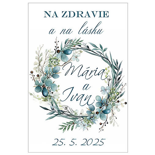 Etikety na flaše eukalyptus/oliva - 7,5x10 / 6x4 cm