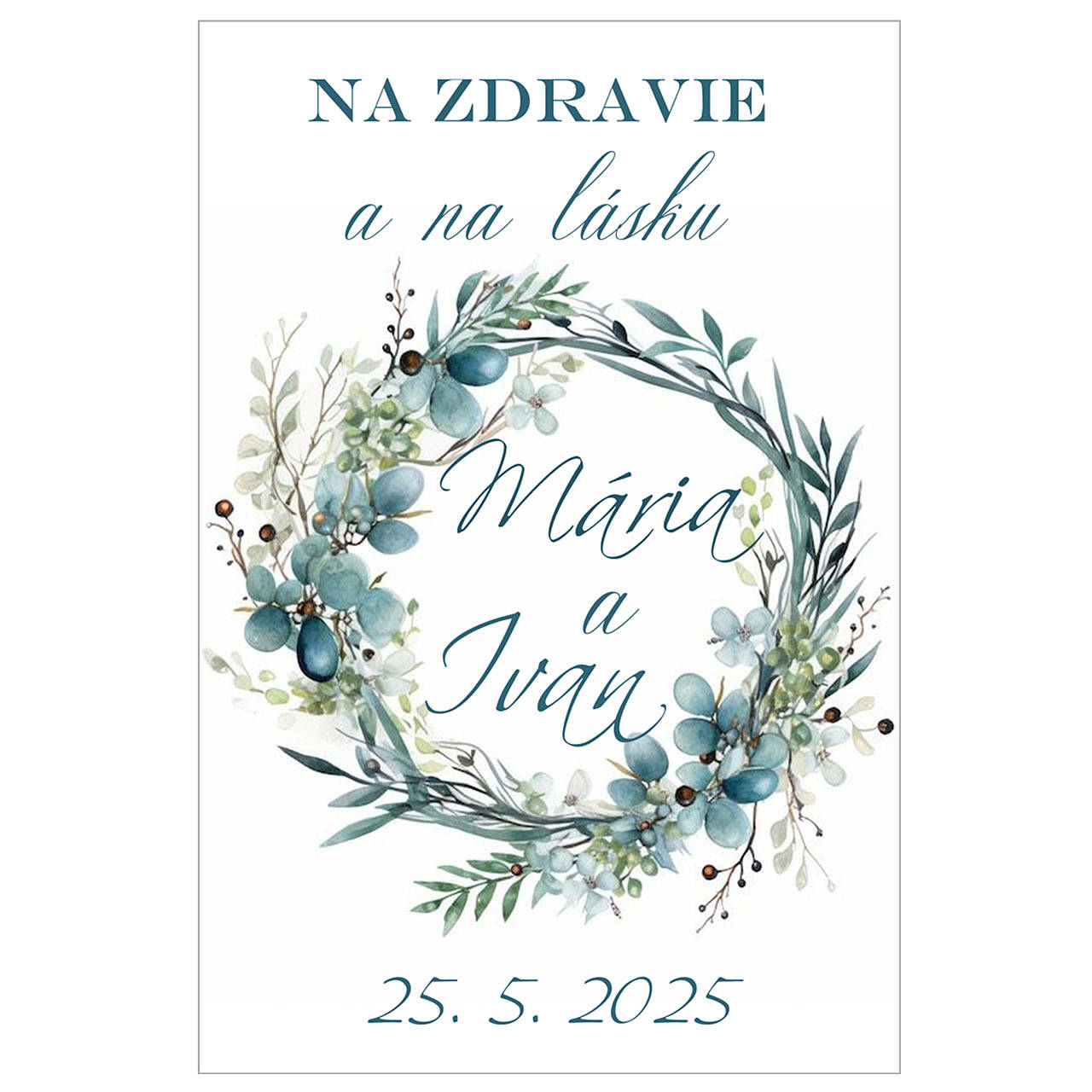 Etikety na flaše eukalyptus/oliva - 7,5x10 / 6x4 cm