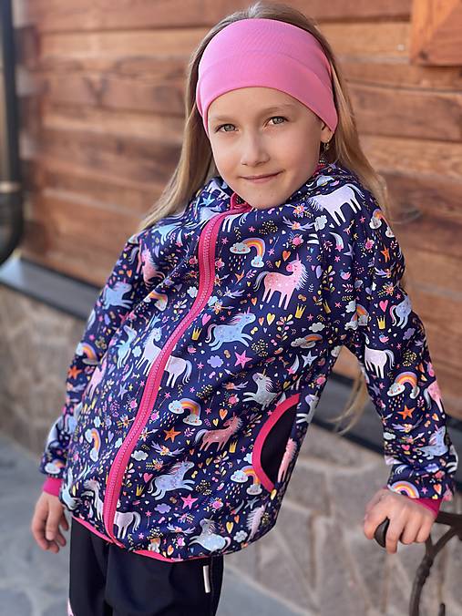 Detské oblečenie - Dětská softshellová bunda JEDNOROŽCI - jarný softshell - 17433510_