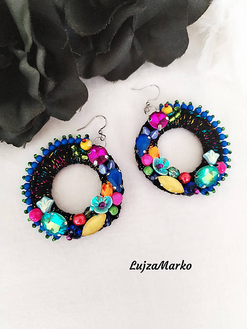 Náušnice - Pestrofarebné kruhy náušnice - 17433270_