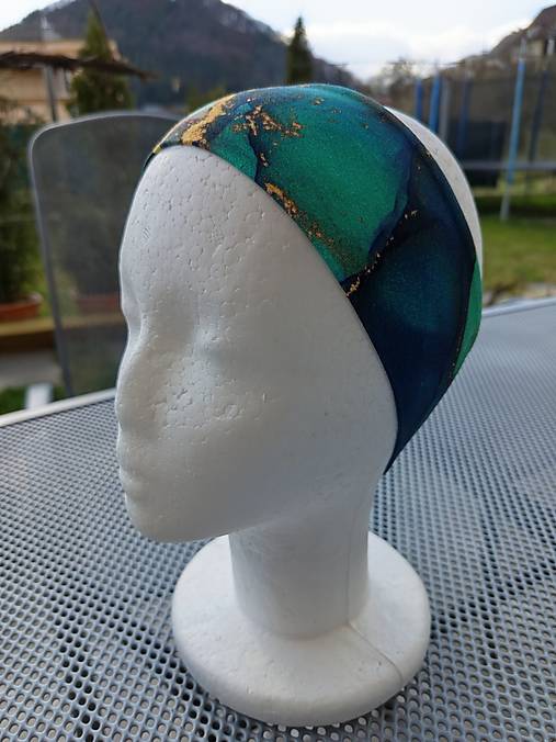 Čiapky, čelenky, klobúky - Čelenka Abstrakcia zelená 1 - 17435800_