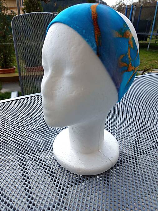 Čiapky, čelenky, klobúky - Čelenka Abstrakcia tyrkysová 3 - 17435815_