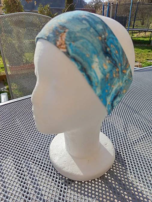 Čiapky, čelenky, klobúky - Čelenka Abstrakcia modrá 2 - 17435819_